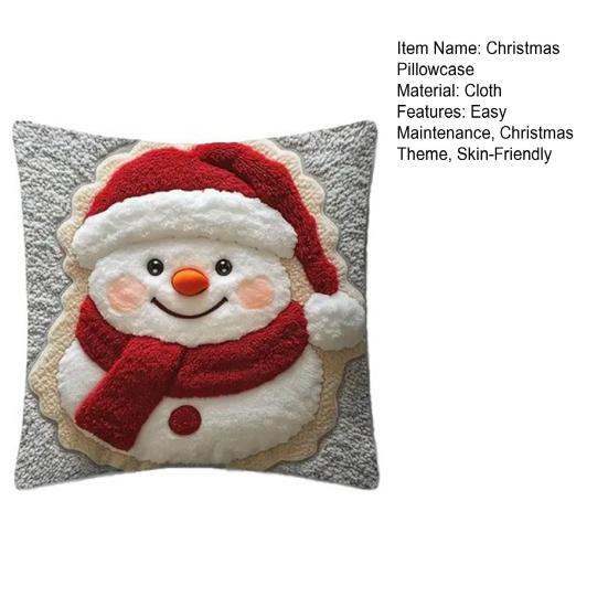 Christmas Throw Pillow Cover Snowman Elk Santa Pillowcase Xmas Pillow Cover with Hidden Zipper