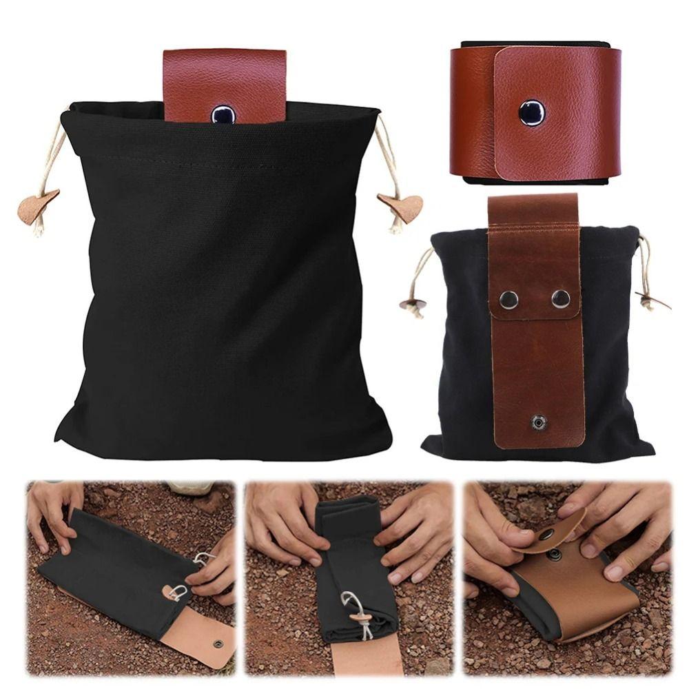 

PU Leather Garden Picking Pouch Waxed Canvas Outdoor Foraging Bag Canvas Storage Bag Hiking кавовий