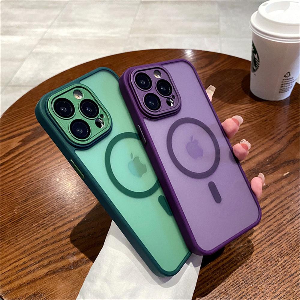 Lens Protection Case For iPhone 11 12 13 Proa Mx mini 15 16 Plus iPhone 16 15 14 Matte Translucent Magsafe Wireless Charge Cover