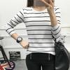 Women Korean Version Loose Stripe Long Sleeve  Bottoming Shirt Casual Tops