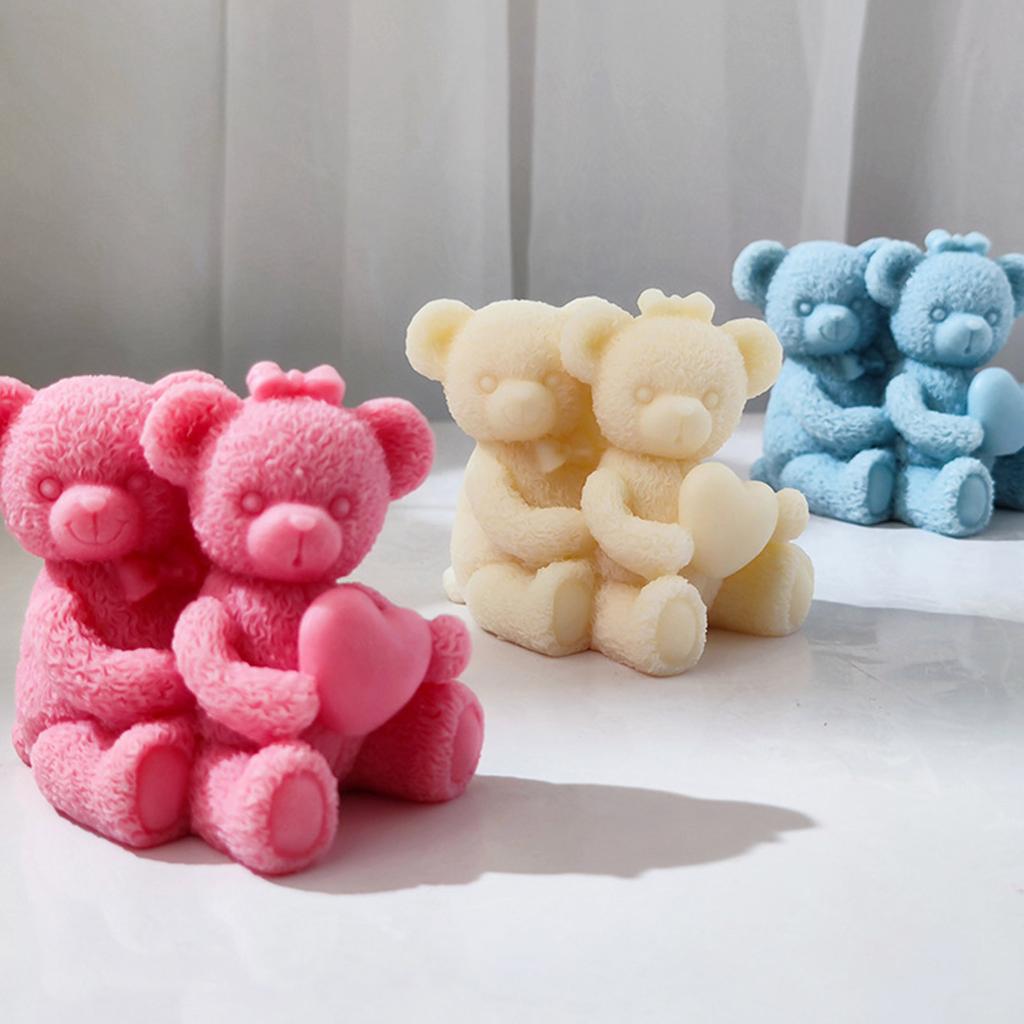 Epoxy Handmade Soap Mold Lovers Bear Decoration Candle Mold for DIY Decoration Making Soap Candle Melt Resin Clay