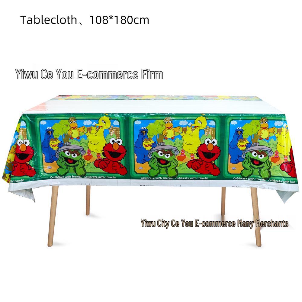 Sesame Street Birthday Party Tableware Set: Disposable Plates, Cups, and Cute Balloons for Kids' Celebrations.