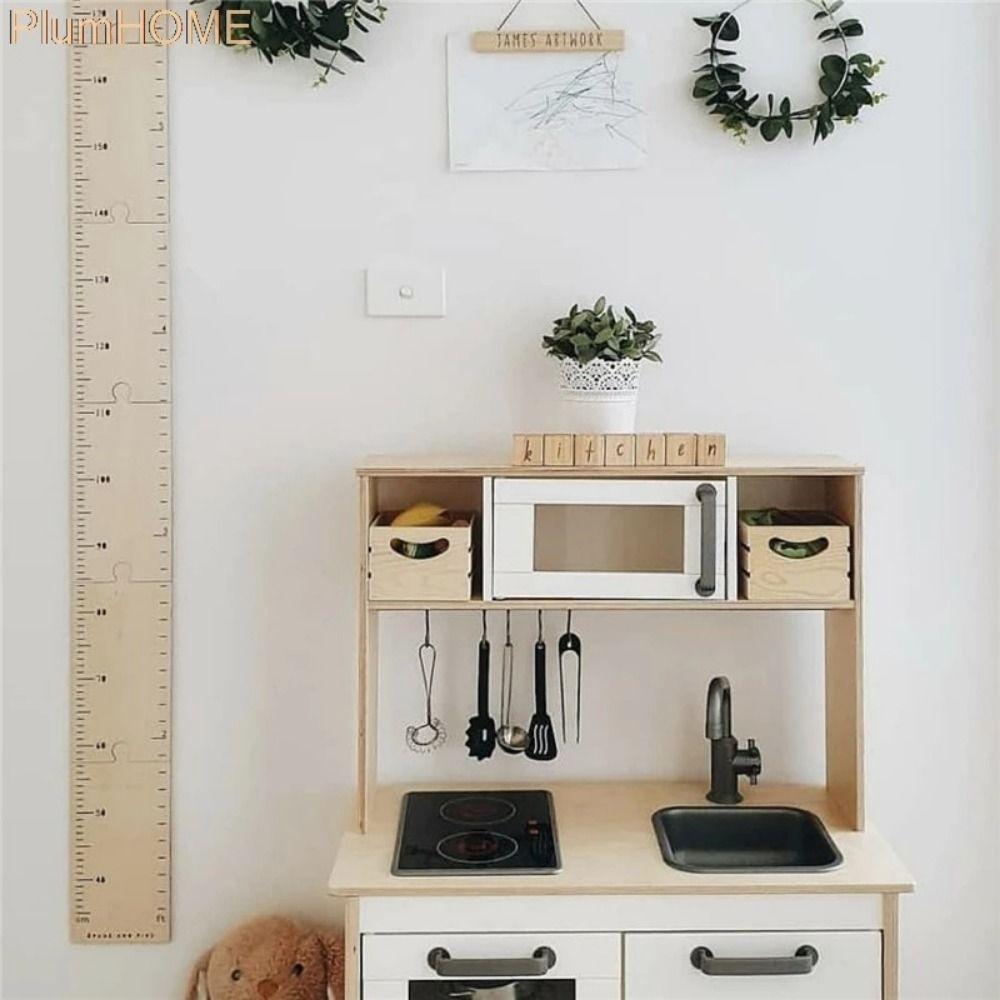 Jigsaw Puzzle Kids Growth Chart Wood Children Height Gauge Ruler Room Ornament