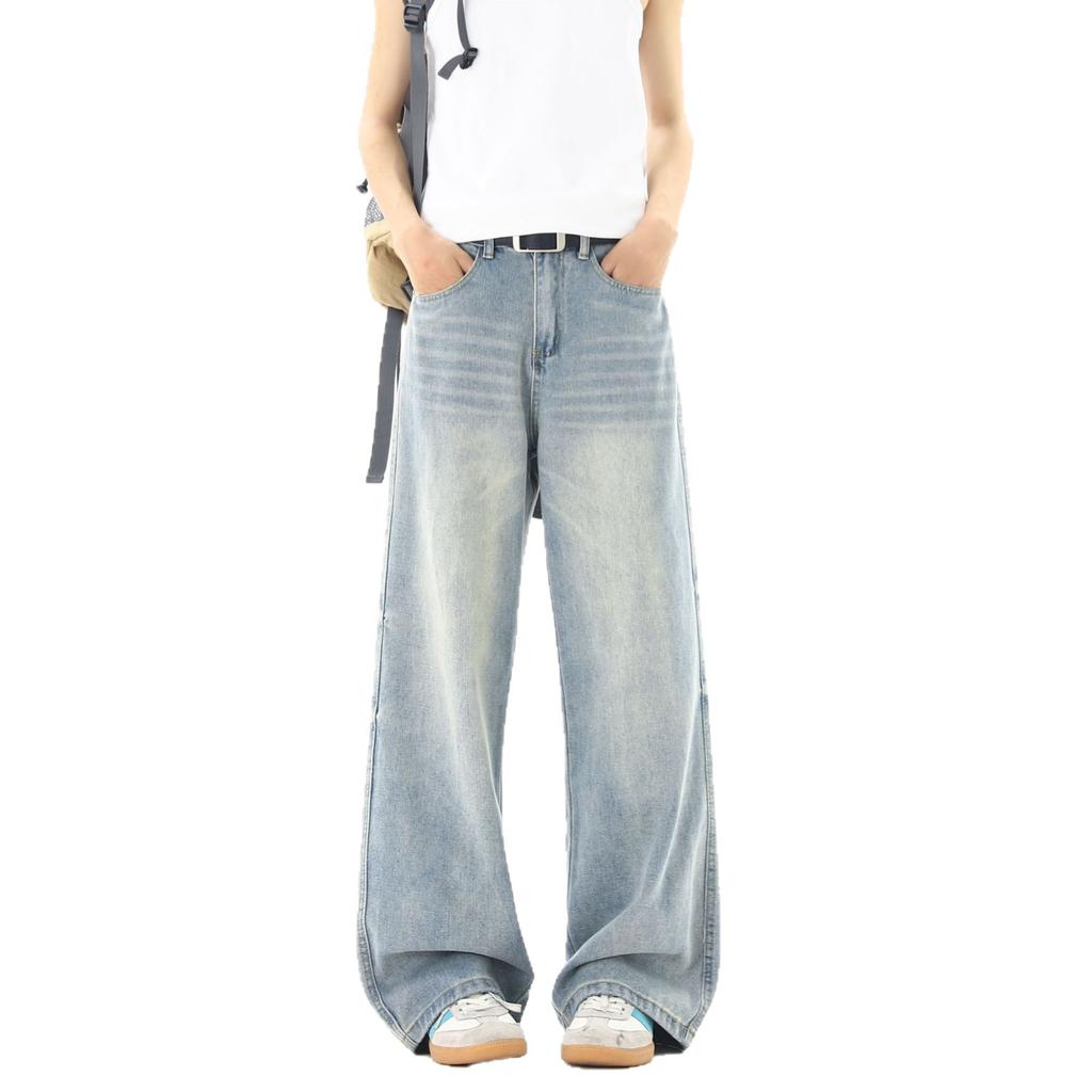 American Retro Washed Jeans Cleanfit Men's and Women's Micro-pull Pants, Thin and High Straight-leg Pants, New Floor-mopping Pants