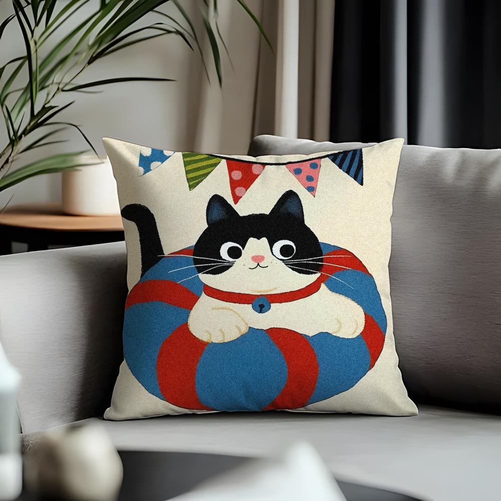 Viral CCartoon Catied Cushion Cover Antidustmite Pillowcase Invisible Zipper Silky Short Plush Sofa Cushion Cover