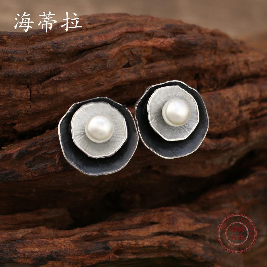 New Round Flower Color Drip Alloy Stud Earrings, Multi-layer Oil Women's Premium Earrings