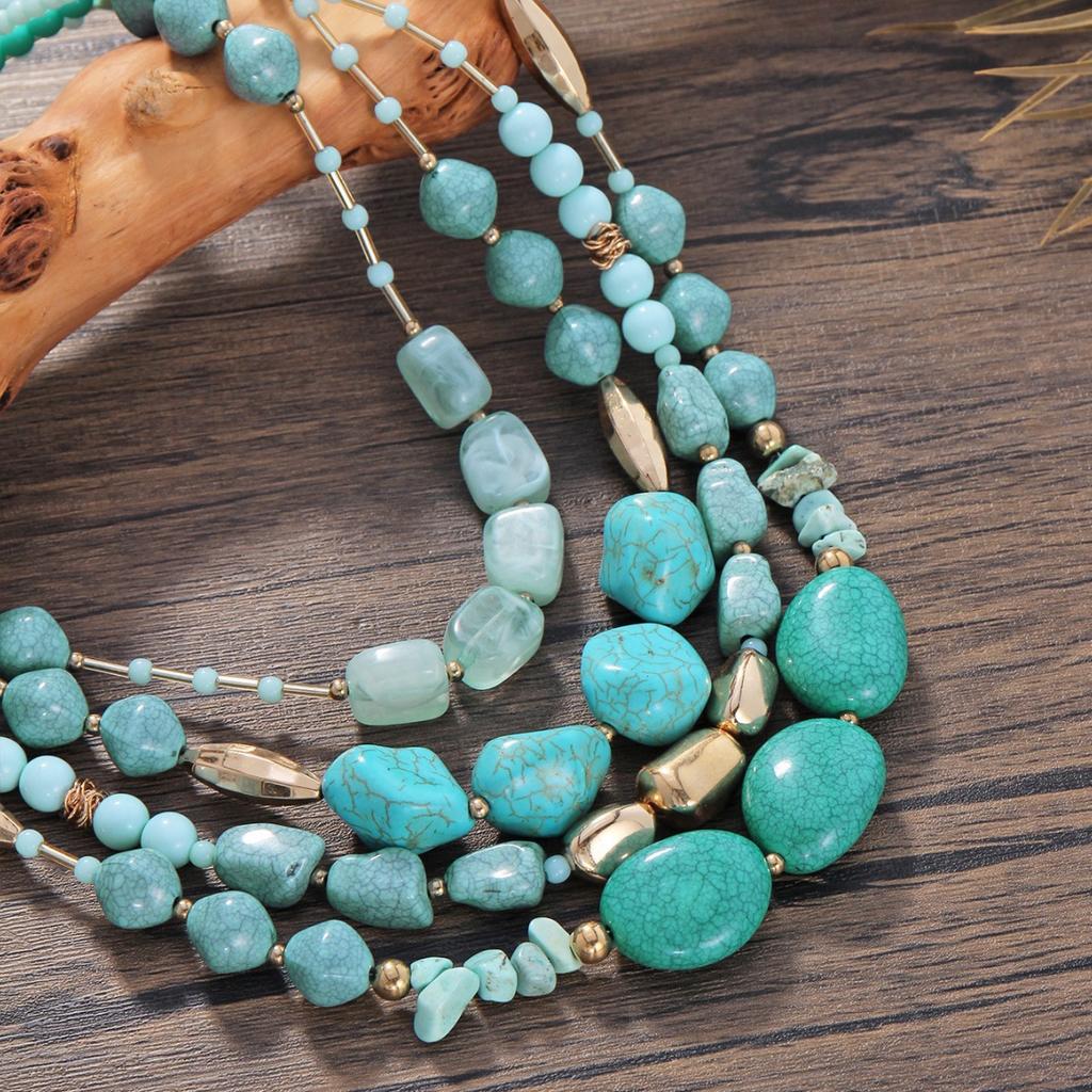 Multi-layer Beaded Necklace, Acrylic Turquoise European and American Style Necklace, High-end Accessories