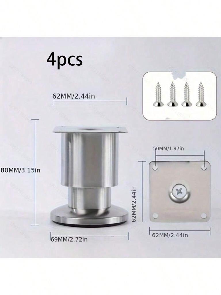 4Pcs Adjustable Metal Furniture Legs Stainless Steel Sofa Feet Couch Leg Replacement Cabinet Legs Durable Furniture Accessories