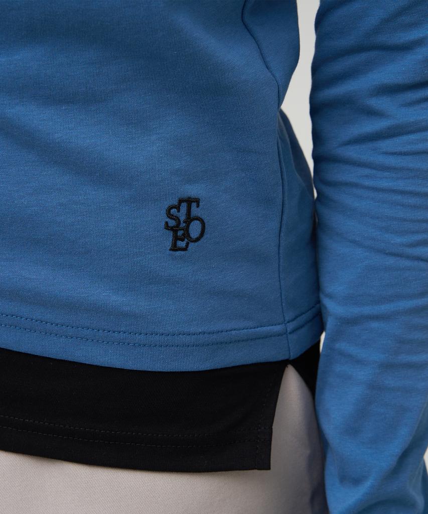 SELITIO Color Block Layered Long Sleeve T-Shirt Blue