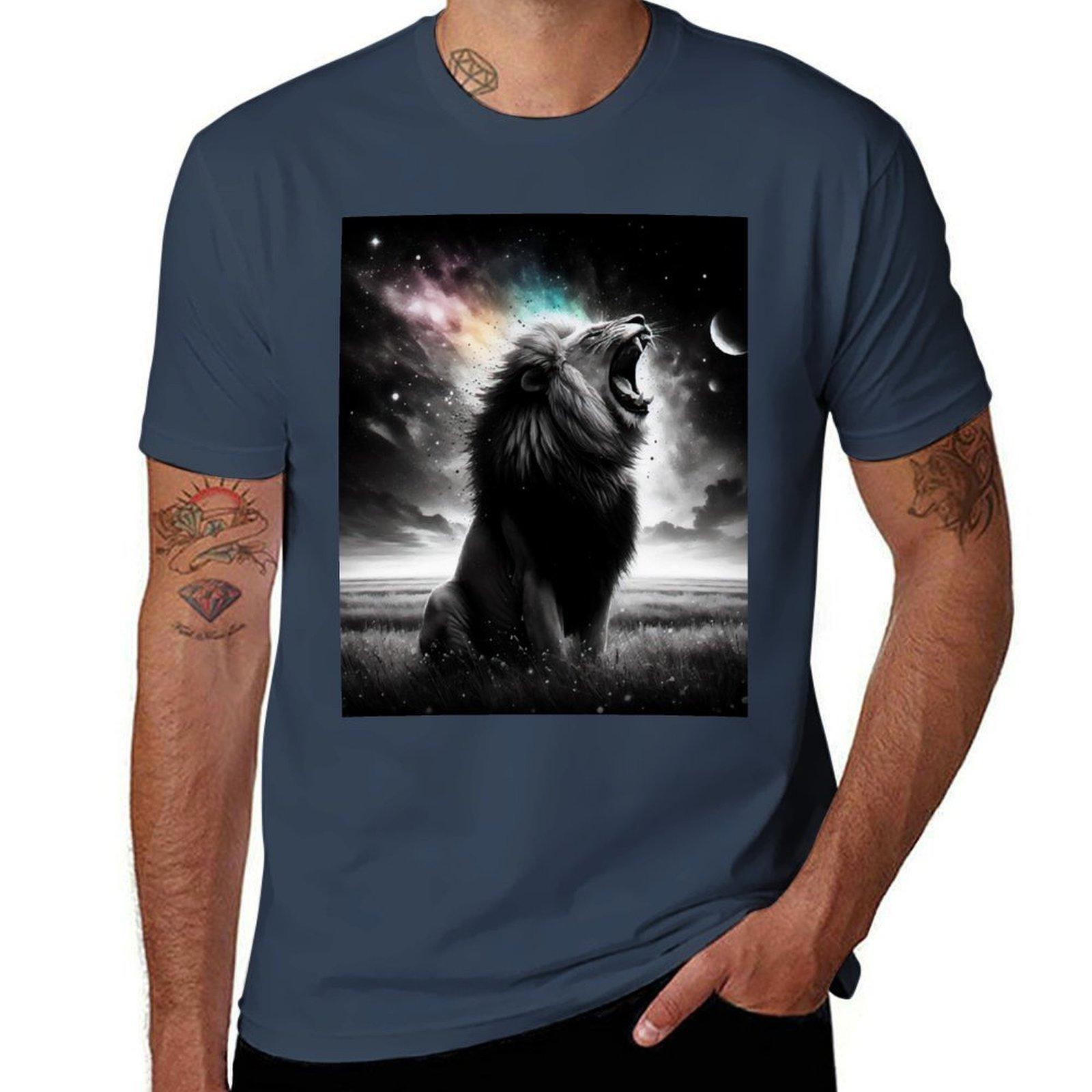 Monochromatic Lion Within Rainbow Color Splash Tshirt Lightweight Running Sports Tshirt S