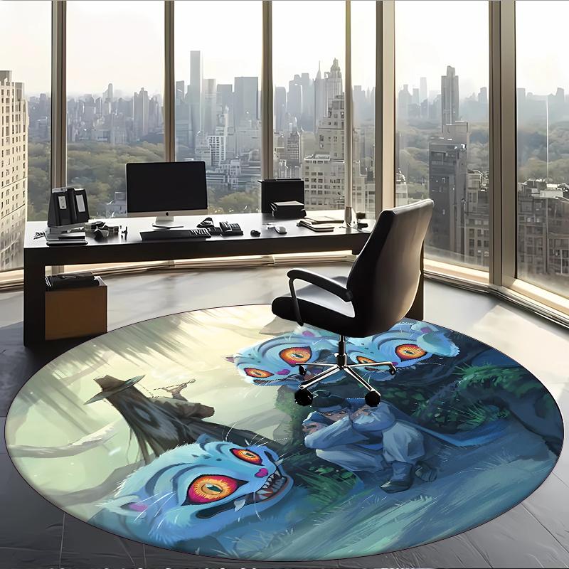Derpy Tiger (14) Round Office Rug Decorative Floor Rug for Office Bedroom Living Room and Home Space