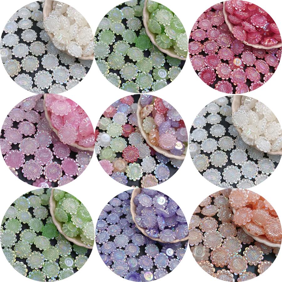 20 Stück lose Perlen mit Doppelloch, AB-Farben, Charms, Sonnenblumenperlen für die Schmuckherstellung, DIY, handgefertigtes Perlenmaterial