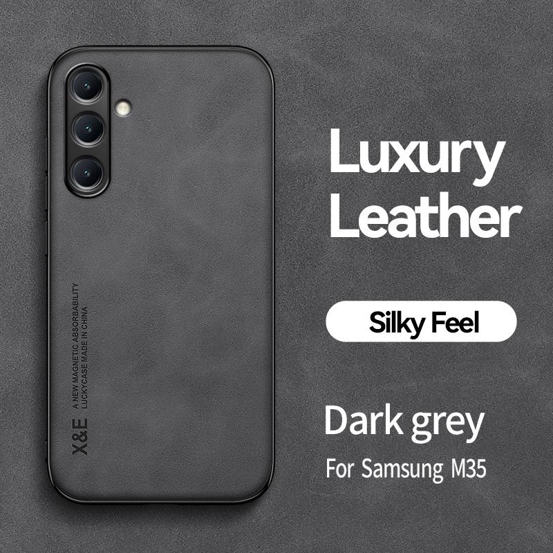 Funda For Samsung Galaxy M35 5G Case Leather Car Magnetic Holder Phone Case For Sumsung M35 M 35 SM-M356B Soft Frame Back Cover
