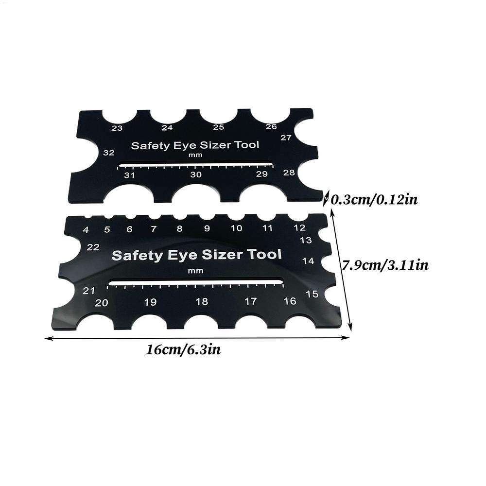 

Wooden Safety Eyes Insertion Tool 4~32mm Diameter Measuring Ruler Crochet Tool for DIY Craft Plush Bear Eye Installation чёрный