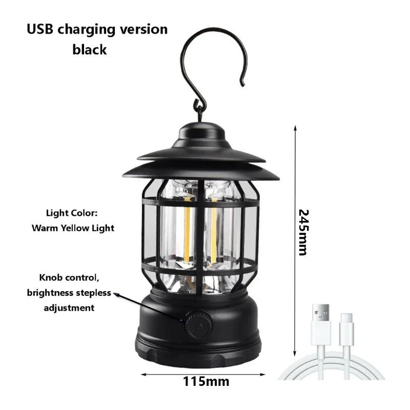 Camping Lamp Outdoor Retro Lantern Torch LED Light Retro Hanging Lamp Rechargeable Portable Campsite Light Tent Emergency Light Christmas Lighting