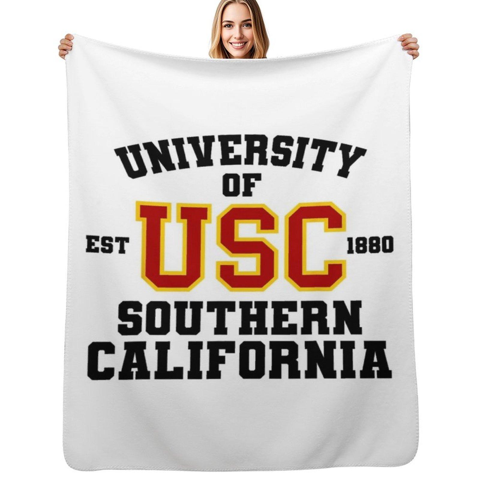 USC USC Est 1880 University Of Southern California Throw Blanket Luxurious Soft Fuzzy Blanket for Sofa Bed Size: 75*100cm, Weight: 230 GSM