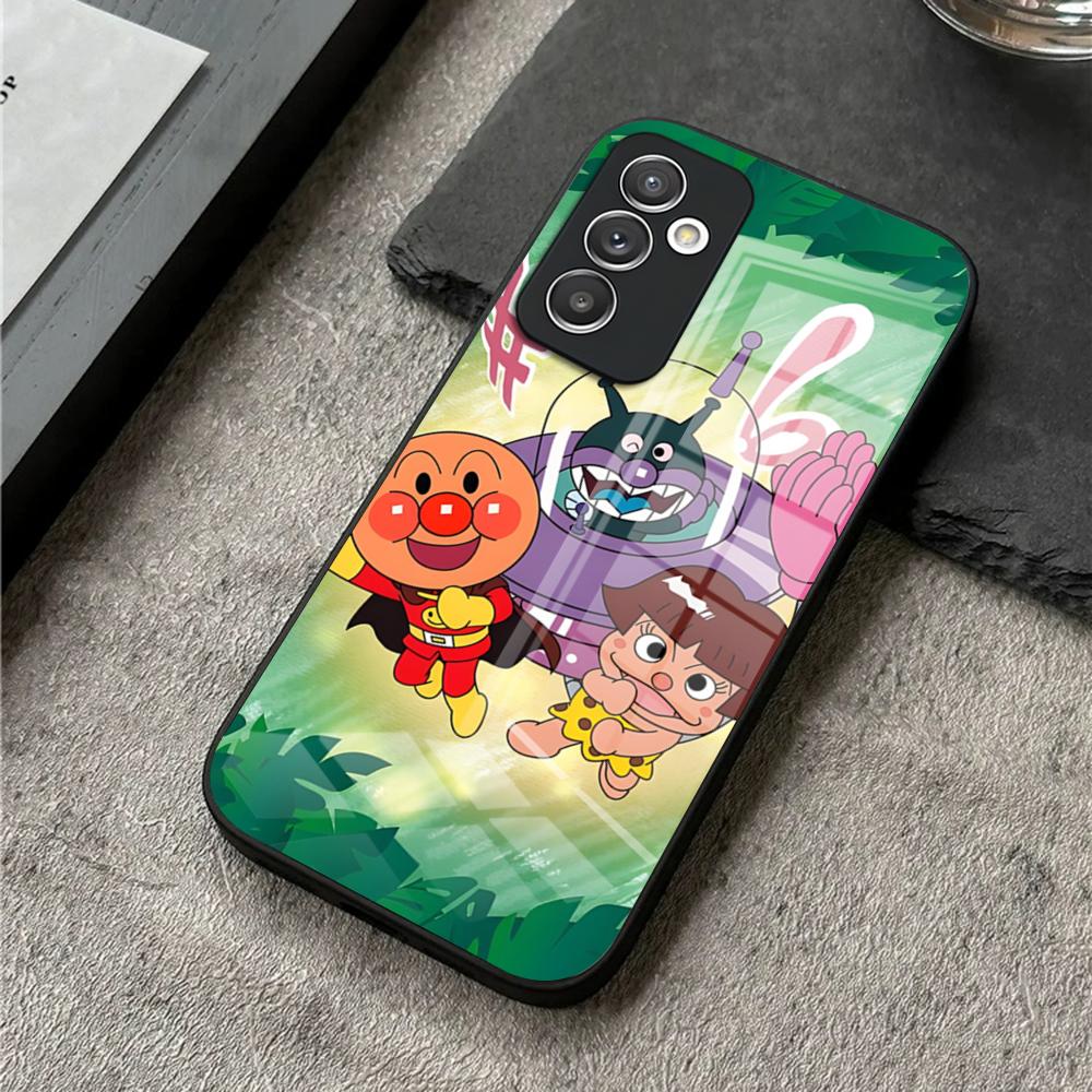 Phone Case For S25 Ultra Samsung S26 S23 S24 Plus S22 S20 S21 Fe A54 A34 A53 A16 Glass Cover Cartoon Cute Anpanman