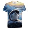 Summer New Penguin Pattern Men's T-shirt Fun Element Round Neck Extra Large Comfortable Short sleeved Top