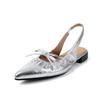 Fashion New Summer Sandals Split Leather Pointed Toe Sandals for Women Low Heels Fashion Bow Sandals Breathable Ladies Shoes Women