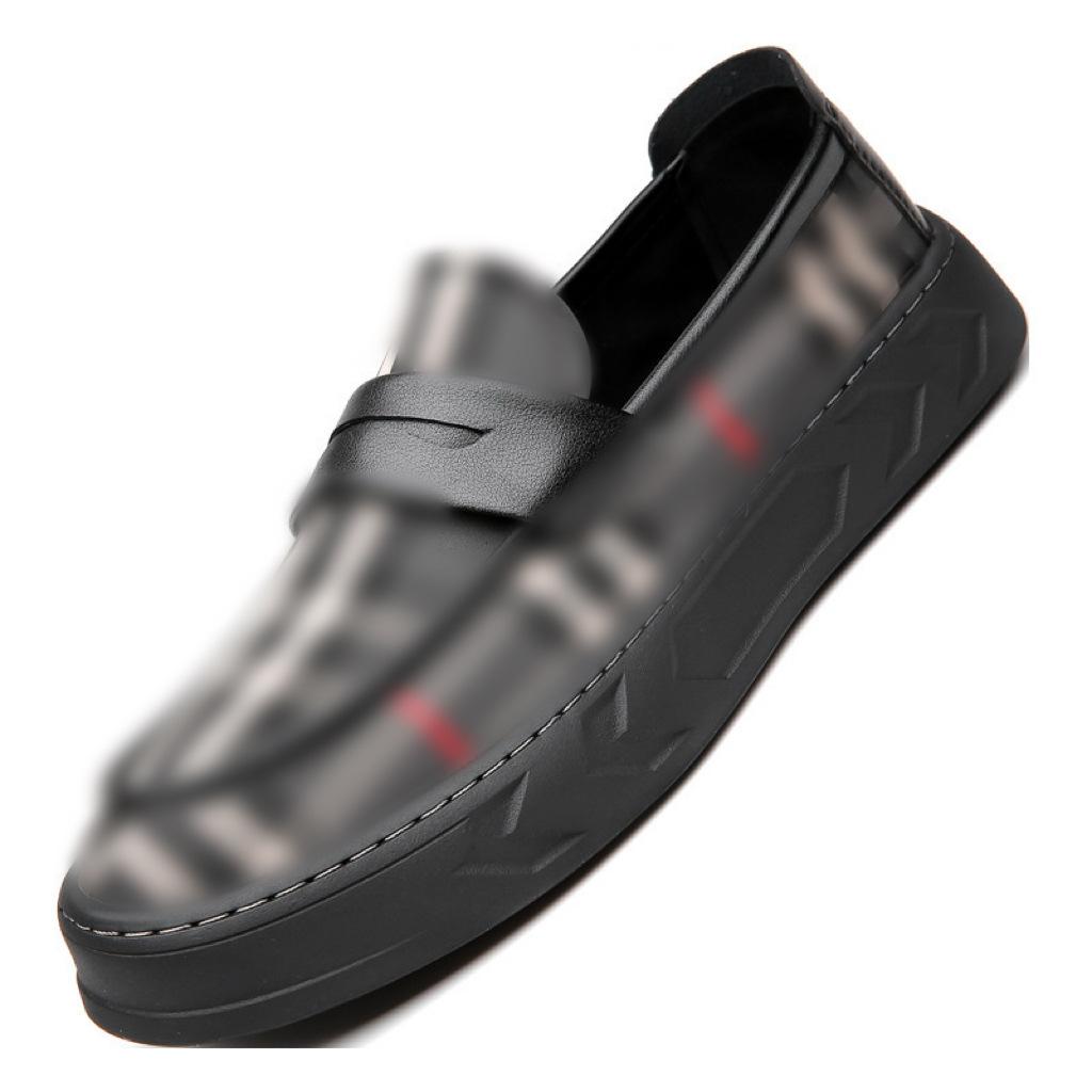Men s Black Men s Fashion Trend Short Sleeve Style Casual Leather Shoes One Pedal 38