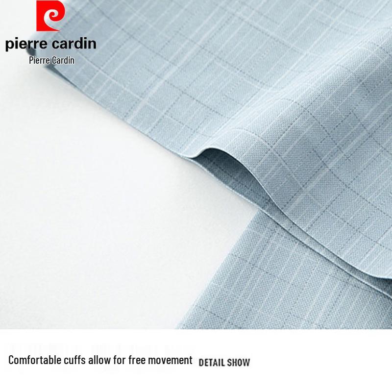 Pierre Cardin Men's Ice Silk Plaid Short-Sleeve Shirt