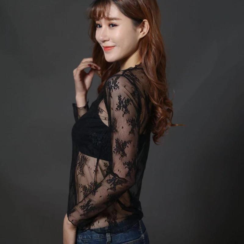 Blusas con bordado Floral de encaje para mujer, tops para mujer