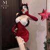 Man Wants Christmas Bunny Uniform Seduction Lingerie Tube Top Irregular Red New Year's Robe Female 9577