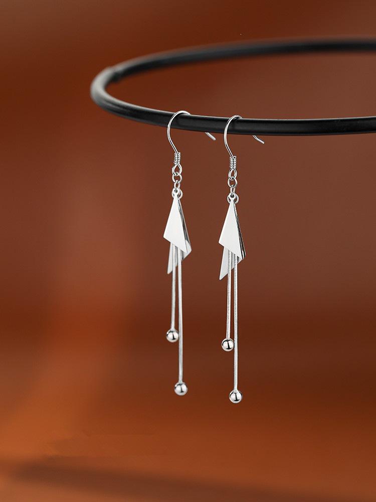 Triangle Tassel Silver Earrings: 2022 Lightweight Luxury Summer Studs for Women