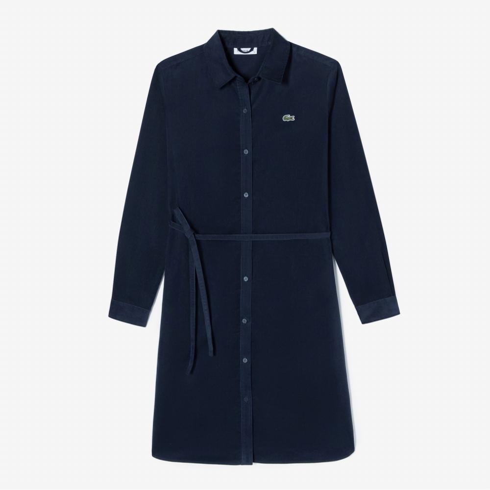 

LACOSTE Женское вельветовое платье-рубашка [Темно-синий]