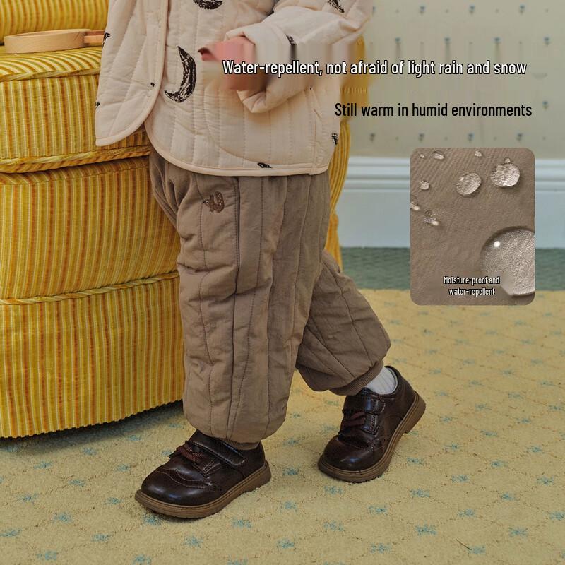 Nidoxiong Children's Fleece-Lined Windproof Quilted Pants