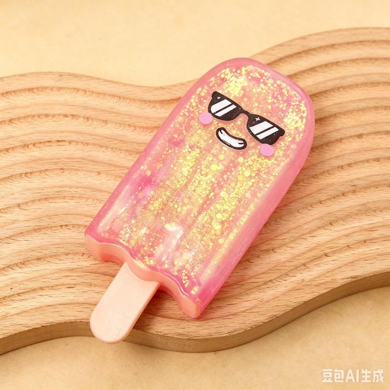 Glitzer-Eis am Stiel Quetsch-Slow-Rising Stressabbau-Spielzeug Niedliches Eiscreme-Quetschspielzeug Weiches Mochi-Spielzeug für Kinder Geschenk Schreibtischdekoration