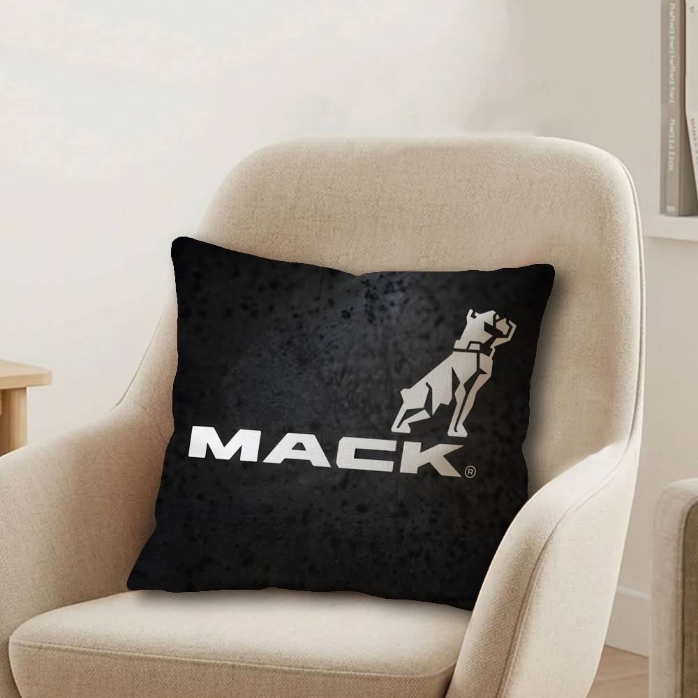T-Truck Car M-MACKs Logo Pillow Covers Cartoon Sofa Decorative Home Double-sided Printing Short Plush Cute Cushion Cover