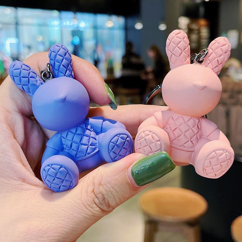 Adorable Resin Bunny Keychain Cute Sitting Rabbit Bag And Car Charm Gift