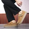 Men's Beige Suede Casual Loafers in Large Sizes Comfortable Thick Soled Non Slip Walking Shoes Fashionable and Trendy Shoes 2025