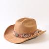 Popolare cappello western in denim scamosciato a doppio binario europeo e americano, classico versatile per uomo e donna