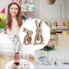Wooden Easter Bunny Decor 2 Pieces Holiday Decoration Spring Table Centerpiece for Home Office Apartment Living Room Bedroom