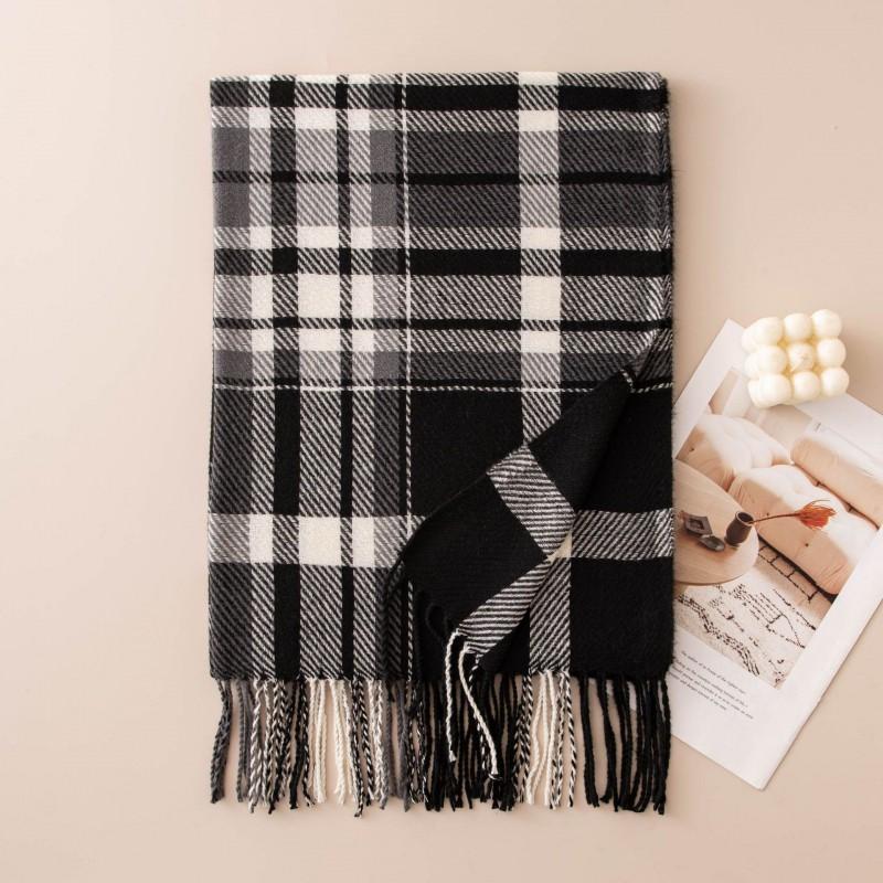 Womens Plaid Scarf Winter Thick Warm Knitted Shawl