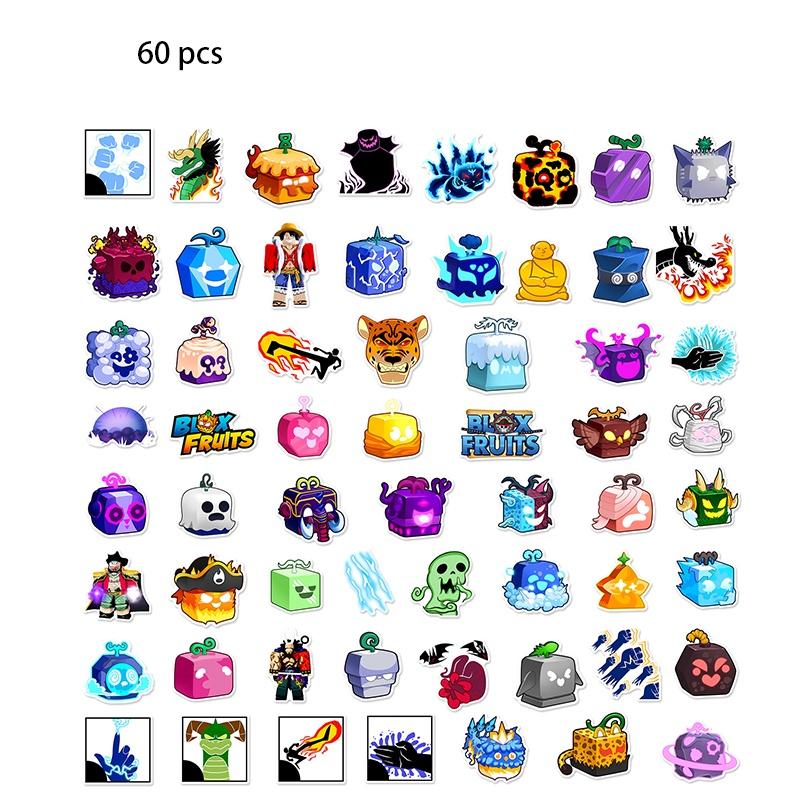 

Шт 60 Наклейка Blox Fruits ПВХ Водонепроницаемая Книга Скейтборд Украшение Багаж