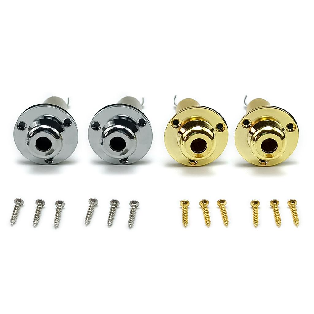 2Pcs Acoustic Electric Guitar Mono Endpin Socket Plug 6.35mm Guitar Strap Button Plug Socket End Pin Output Socket