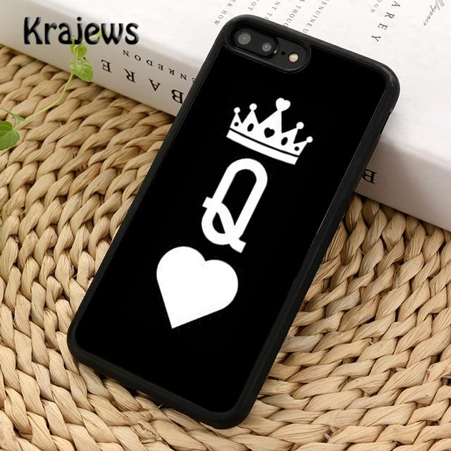 Krajews KING Queen Crown Letter Soft Phone Case Cover For iPhone 17 Air 16 15 14 plus 11 12 13 pro max Plus coque Fundas