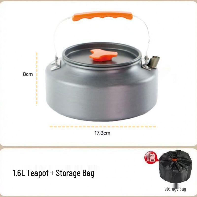 Portable Outdoor Camping Cookware Set with Kettle, Frying Pan, and Tableware Gear