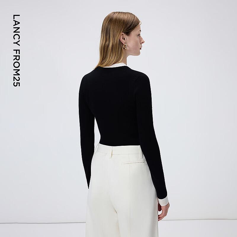 LANGZI Women's Contrast Wool Knit Sweater