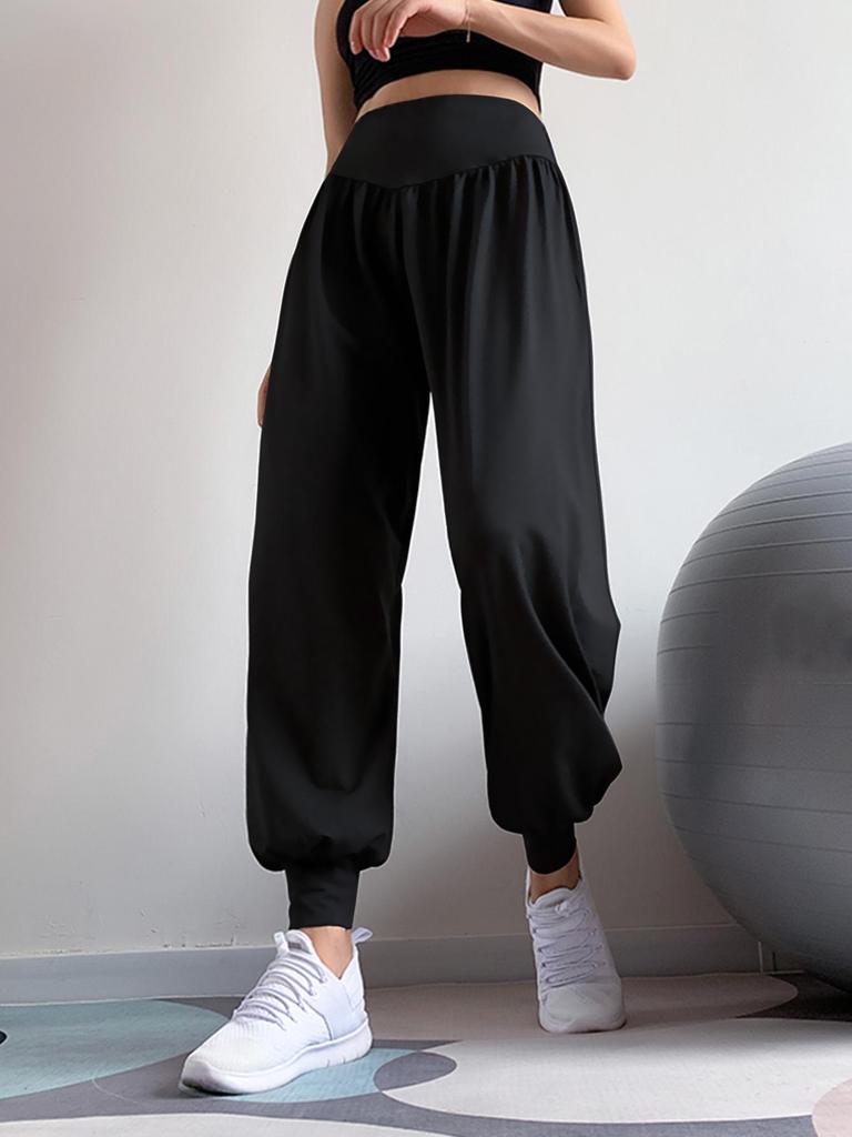 Kalhoty na jógu na hubnutí s vysokým pasem a manžetou na kotníku – 4-směrně strečové cvičební legíny, kontrola břicha a ochrana proti dřepům