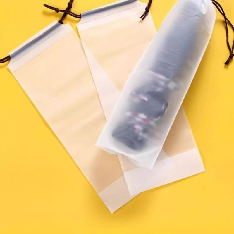 Waterproof Plastic Bag Reusable Travel Umbrellas Drawstring Storage Cover Clear Umbrellas Storage Bags Home Organizers
