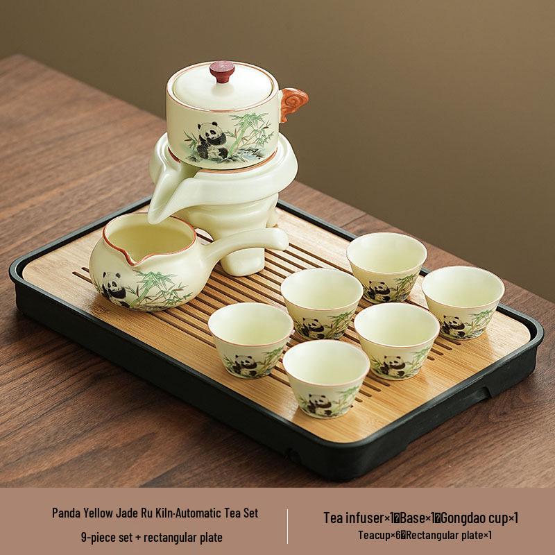 Panda Ru Kiln Kung Fu Tea Set: 2024 Gaiwan & Teapot, Ideal for Home or Gift