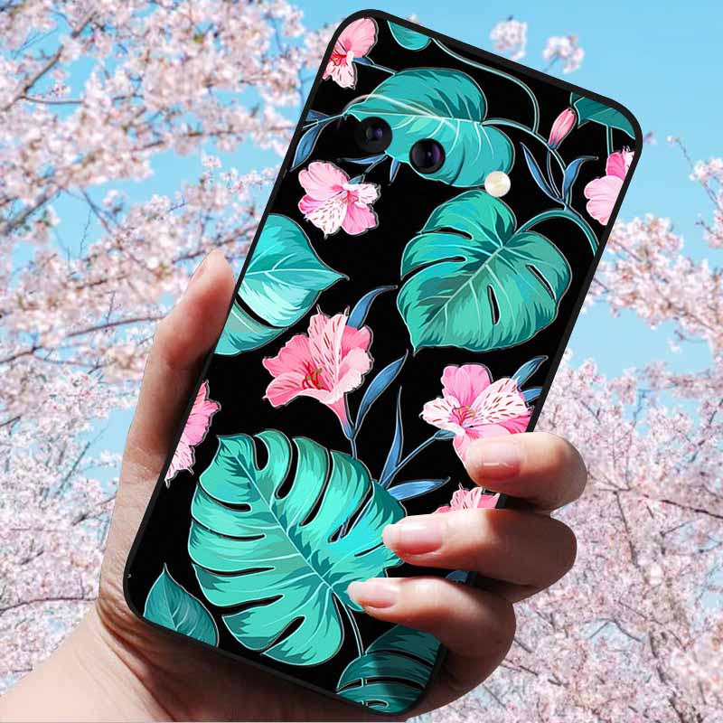 For Google Pixel 9a 3D Relief Flower Emboss Soft Silicone Case Cartoon Painted Back Cover for Google Pixel 9a 9 A 3D Relief Case