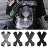 1 Double Winter Warm Long Sleeves Gloves for Men Women Fingerless Stripe Hip-Hop Knitted Elbow Mittens Elastic Outdoor Warmer Arm