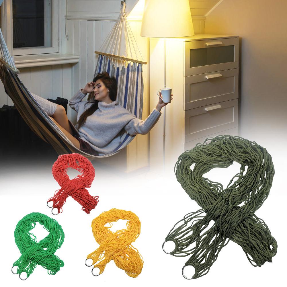 Portable Garden Hammock Nylon Hanging Bed Mesh Net Swing Sleeping Bed Outdoor Travel Camping