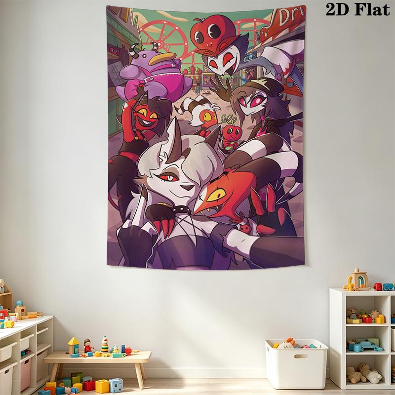 Hazbin Hotel Anime Style Pattern Home Decor Tapestry, Wall Hanging, Decorative RV Wall Cloth.XGT0914141