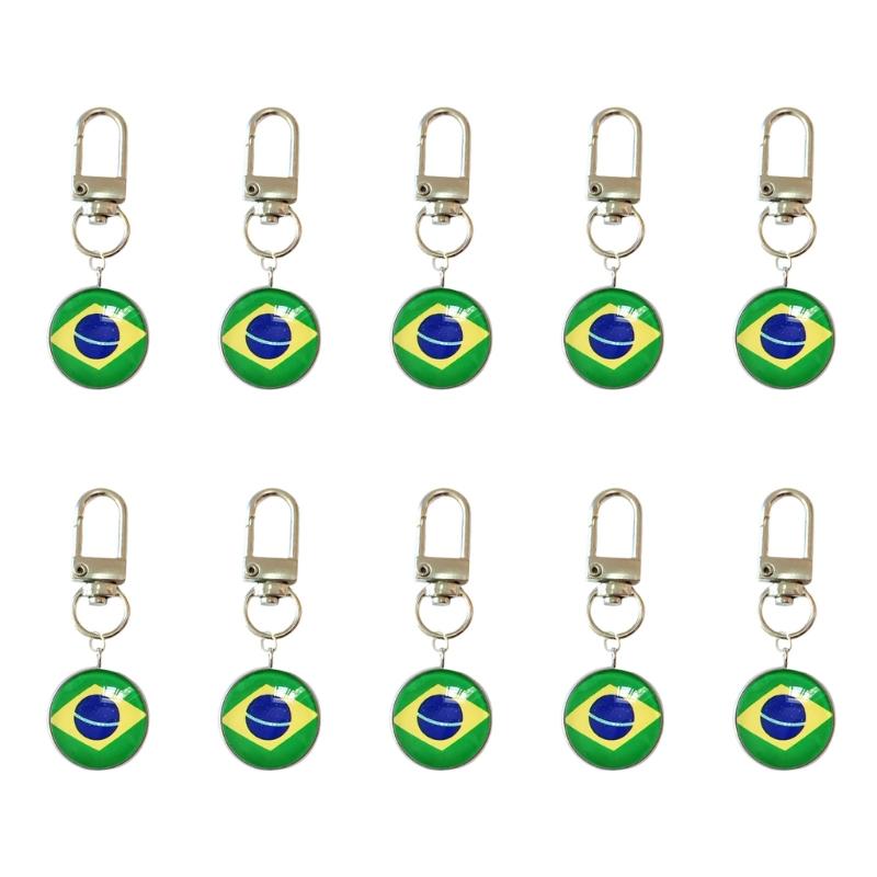 Set Of 10 Piece Stylish Soccer Keychains With National Flags Ideal For Gifts Travel Or Daily Use As A Fun Accessory